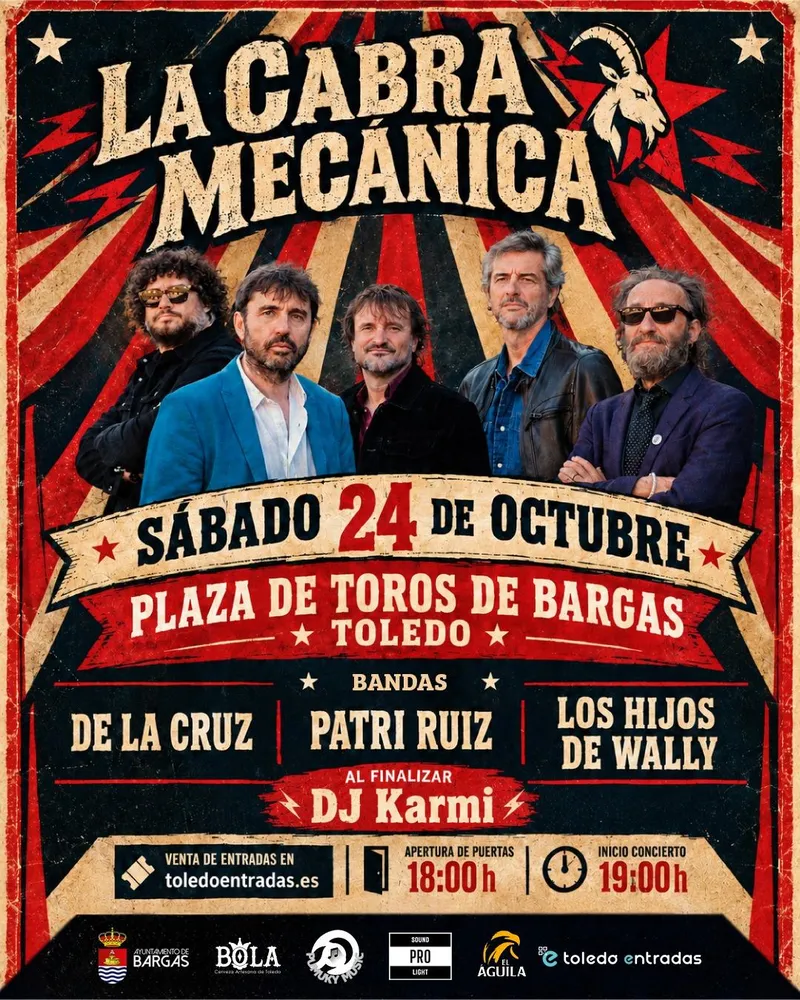La Cabra Mecánica actuará en la Plaza de Toros de Bargas el 24 de octubre
