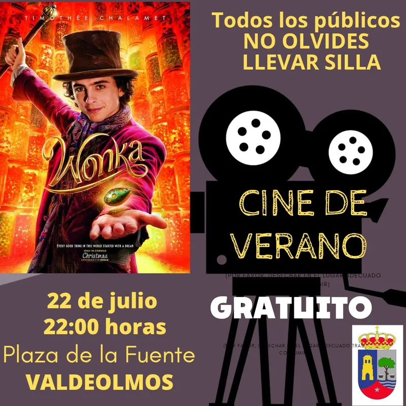 Valdeolmos celebra el verano con una proyección gratuita de 'Wonka'