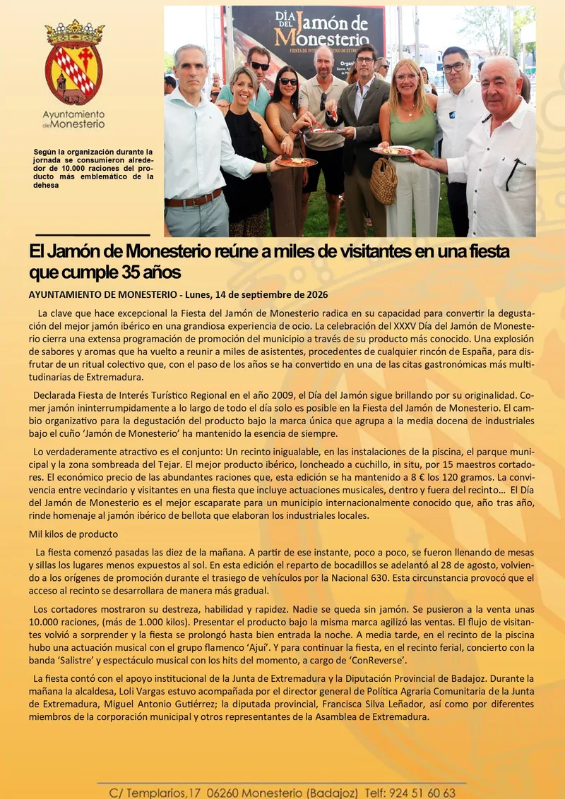 El Jamón de Monesterio celebra su 35 aniversario con miles de visitantes