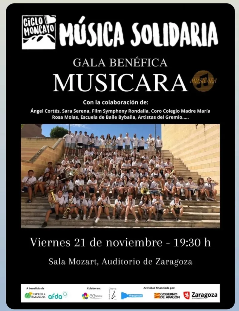 La Mini Banda de Botorrita participa en la gala benéfica 'Musicara' en Zaragoza