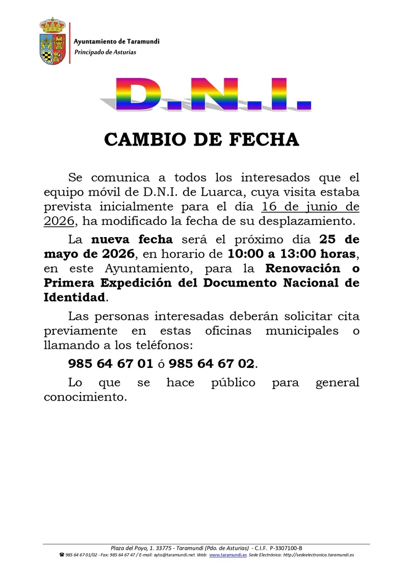 Aplazada la visita del DNI móvil a Taramundi hasta 2026