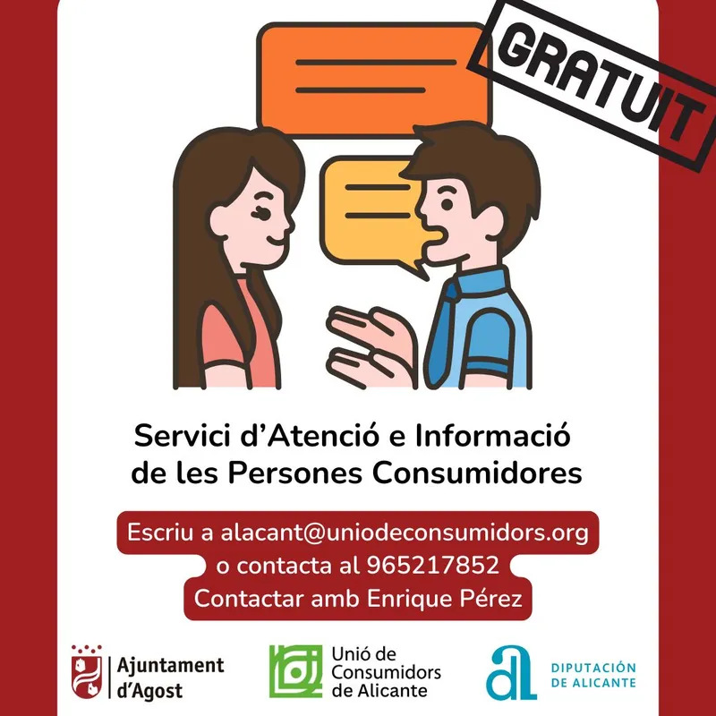 Agost ofrece asesoramiento gratuito para defender los derechos de los consumidores