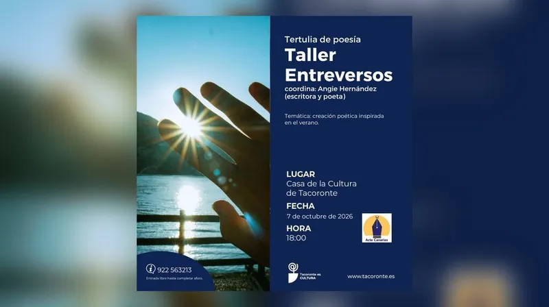 Taller literario 'Entreversos' gratuito en la Casa de la Cultura de Tacoronte