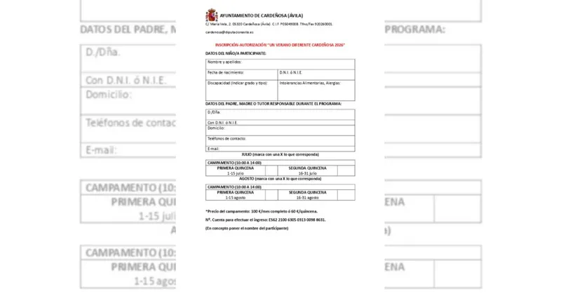 Cardeñosa abre inscripciones para su campamento de verano 2026