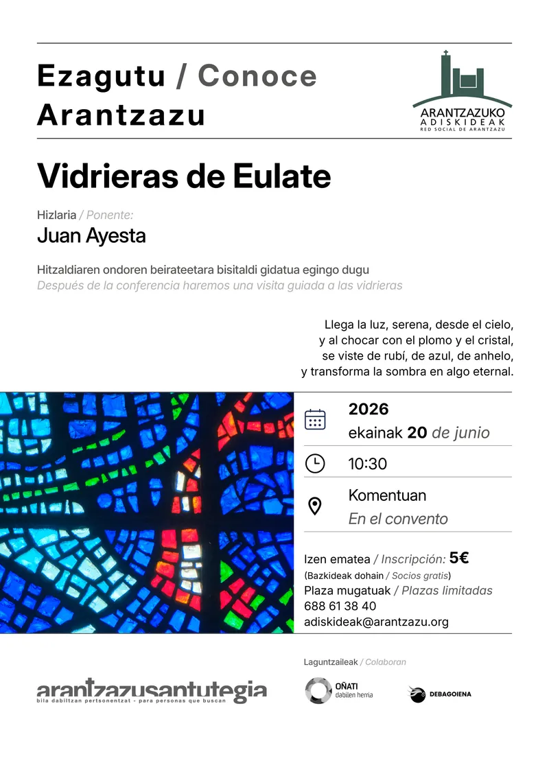 Arantzazu acoge una exposición sobre las vidrieras de Xabier Álvarez de Eulate y la obra de Juan Ayesta