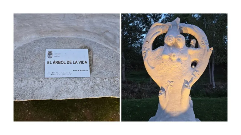Escultura 'El Árbol de la Vida' adorna la entrada de Carracedelo