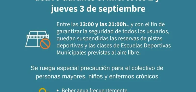 Tomares suspende actividades deportivas al aire libre por aviso naranja de altas temperaturas