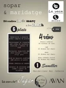 Bodega Ca Tino y La Vaca de Llíria celebran una cena maridaje con vinos de la Ribera del Duero