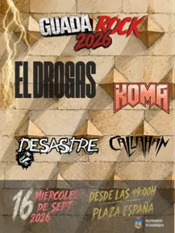 Guada Rock 2026: Los Drogas y Koma encabezan el cartel de las Ferias y Fiestas de Guadalajara