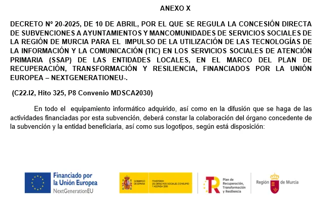 Aledo recibe 4.285 euros para digitalizar sus Servicios Sociales
