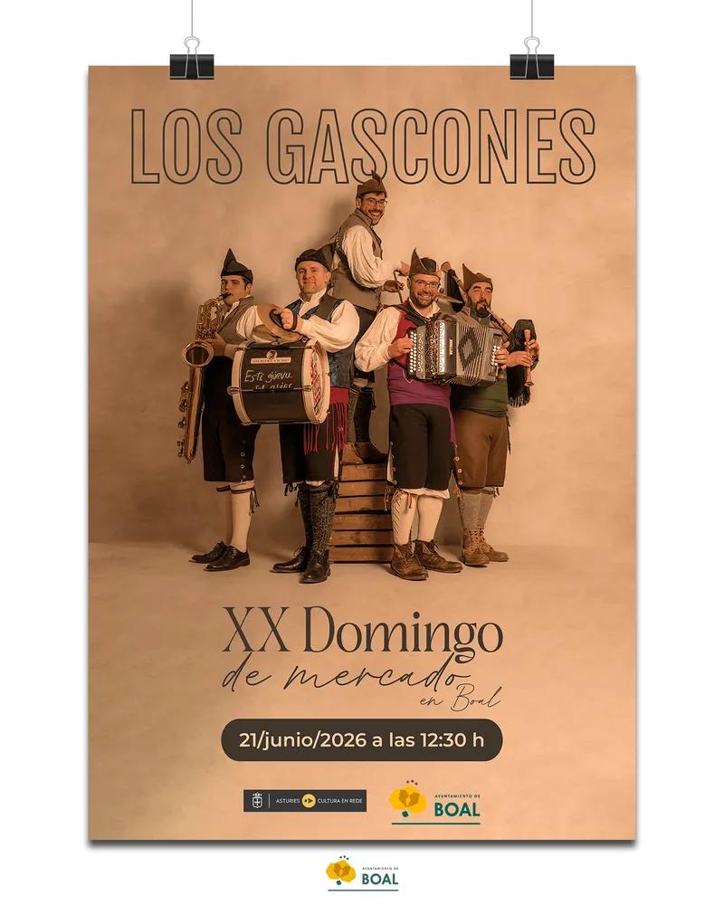 Los Gascones animarán la XX edición del Domingo de Mercado de Boal con música tradicional asturiana