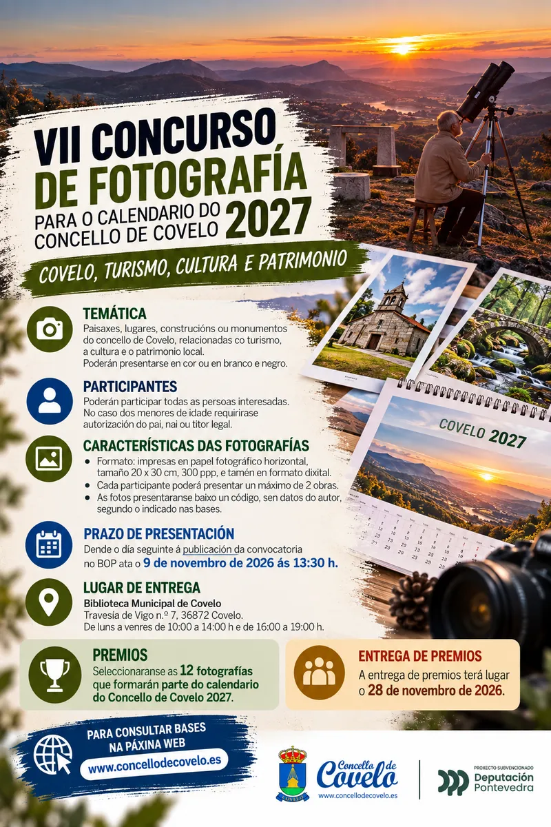 Covelo lanza el VII Concurso de Fotografía para el Calendario 2027