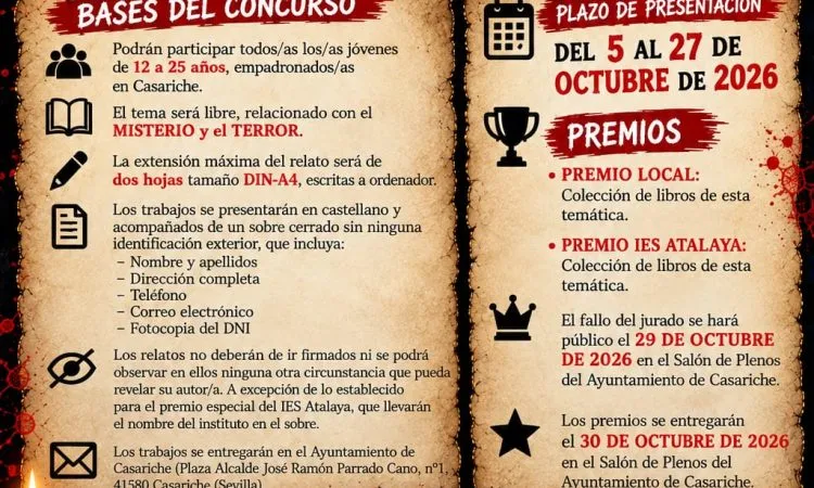 Casariche lanza el III Concurso de Relatos de Misterio y Terror para jóvenes