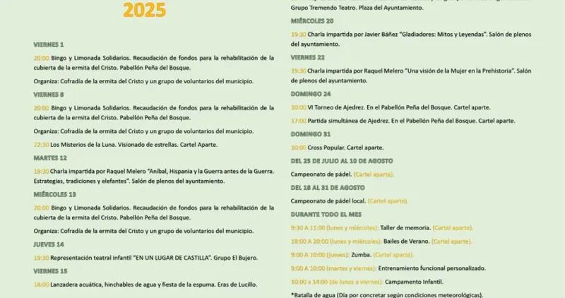 Cardeñosa presenta su agenda cultural para agosto de 2025 con diversas actividades
