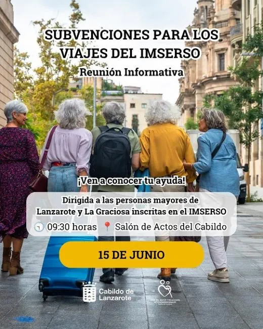 Tinajo informa sobre ayudas del Imserso para mayores que viajan