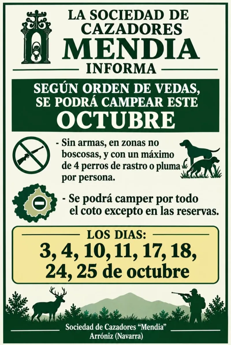 Arróniz: Normativa y recogida de datos para la caza en octubre