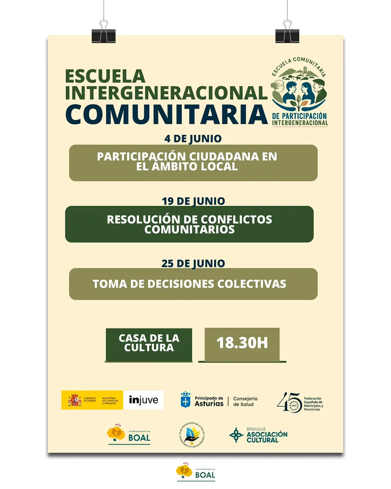 Boal impulsa la Escuela Intergeneracional Comunitaria para unir a vecinos de todas las edades