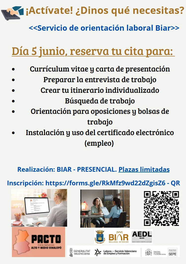 Biar lanza un servicio de orientación laboral para desempleados