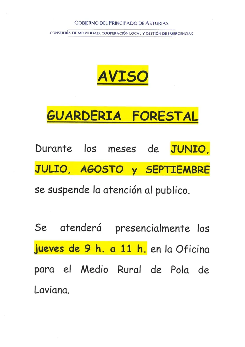 La Guardería Forestal de Sobrescobio modifica su horario de atención al público en verano