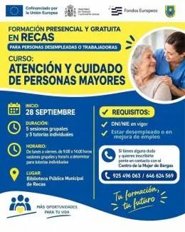 Recas ofrece curso gratuito de atención a personas mayores para desempleados y trabajadores