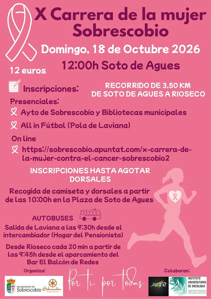 Sobrescobio celebra la X Carrera de la Mujer contra el Cáncer el 18 de octubre
