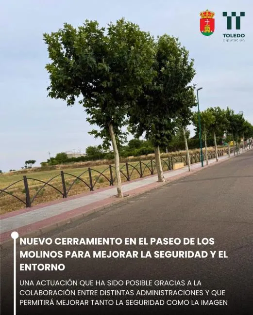 Mocejón mejora la seguridad del Paseo de los Molinos con un nuevo cerramiento