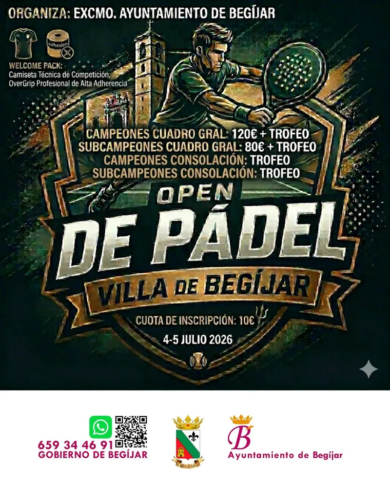 Begíjar se prepara para el Open de Pádel Villa de Begíjar 2026 y la XVII Maratón de Fútbol Sala