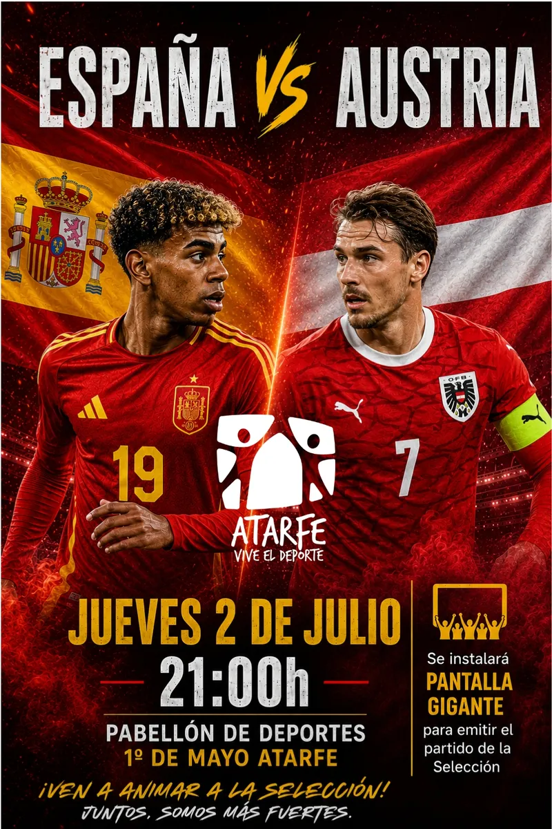 Atarfe organiza una pantalla gigante para ver el partido de España contra Austria