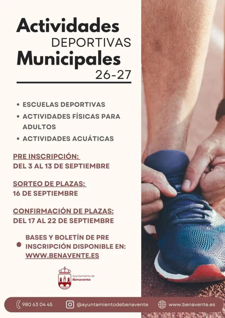 Benavente abre inscripciones para actividades deportivas y acuáticas el 3 de septiembre