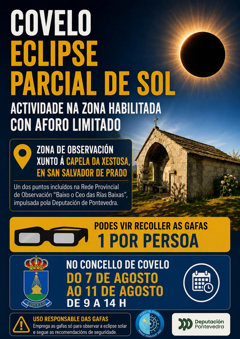 Covelo reparte gafas homologadas para observar el eclipse solar del 12 de agosto