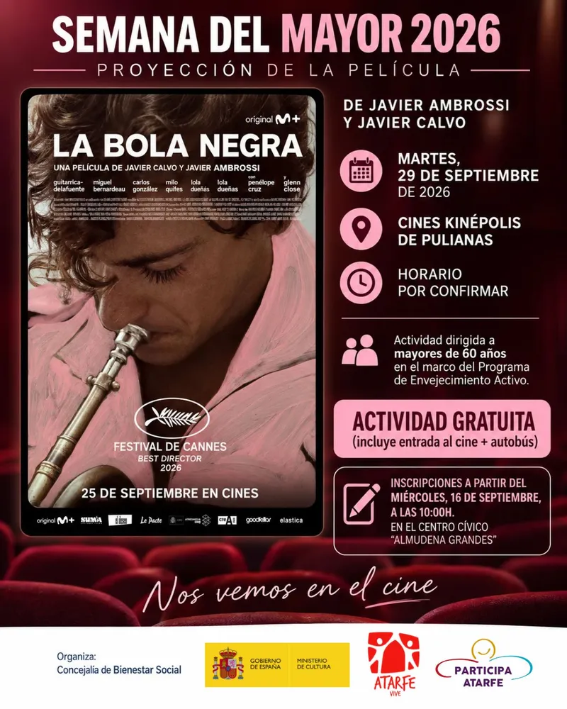Atarfe organiza una jornada de cine para mayores dentro de la Semana del Mayor 2026
