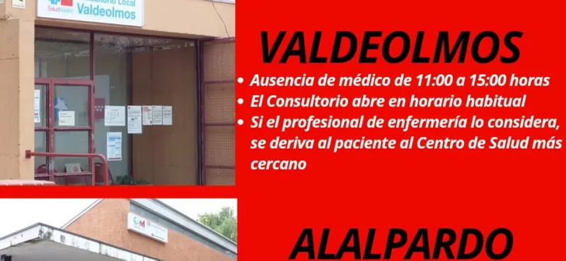 Valdeolmos-Alalpardo: Ausencia médica puntual en consultorios el 14 de agosto
