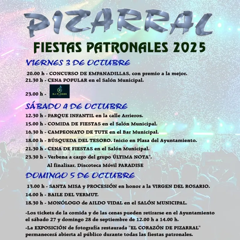 Pizarral celebra sus fiestas patronales con un variado programa de actividades