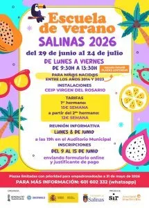 Salinas abre inscripciones para su Escuela de Verano 2026 con plazas limitadas