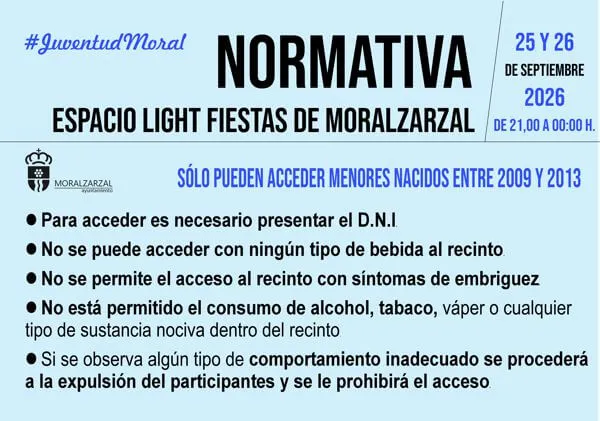 Moralzarzal organiza Disco Light para jóvenes en sus Fiestas Patronales