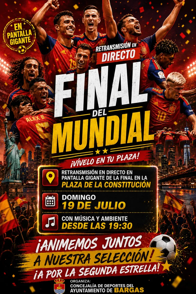 Bargas celebra la final del Mundial con pantalla gigante en la Plaza de la Constitución