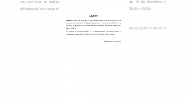 Tiñosillos recibe 10.000 euros para contratar a dos personas con discapacidad