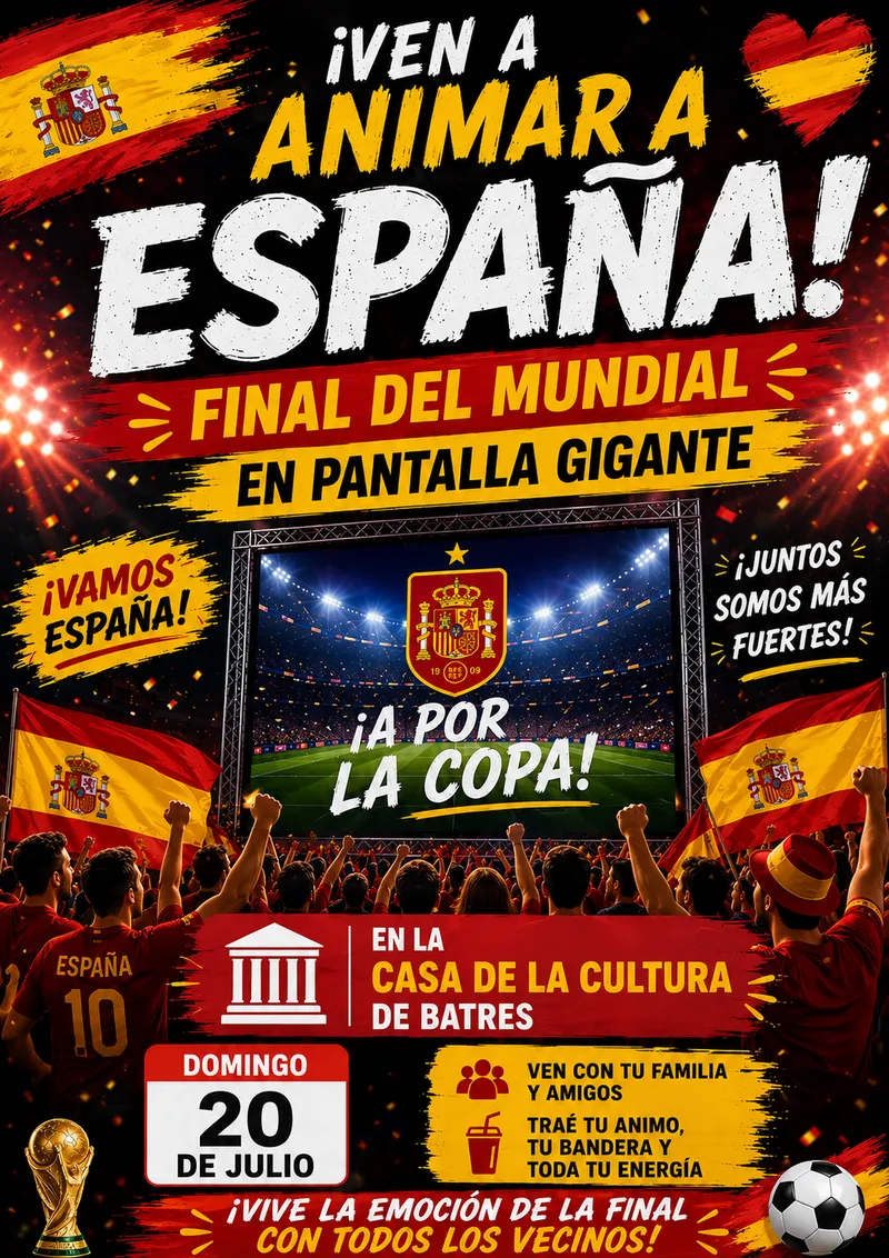 Batres celebra la final del Mundial con pantalla gigante en la Casa de la Cultura
