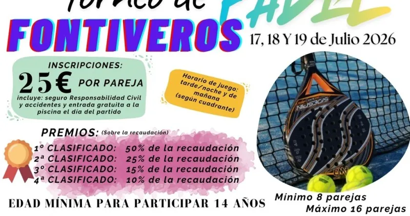 Fontiveros organiza un torneo de pádel con premios en metálico