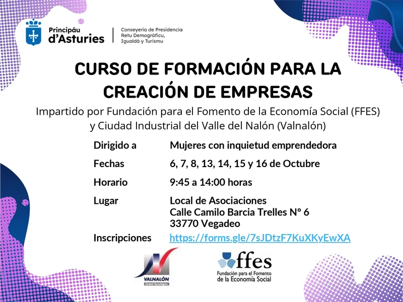 Vegadeo impulsa el emprendimiento con un curso gratuito de creación de empresas