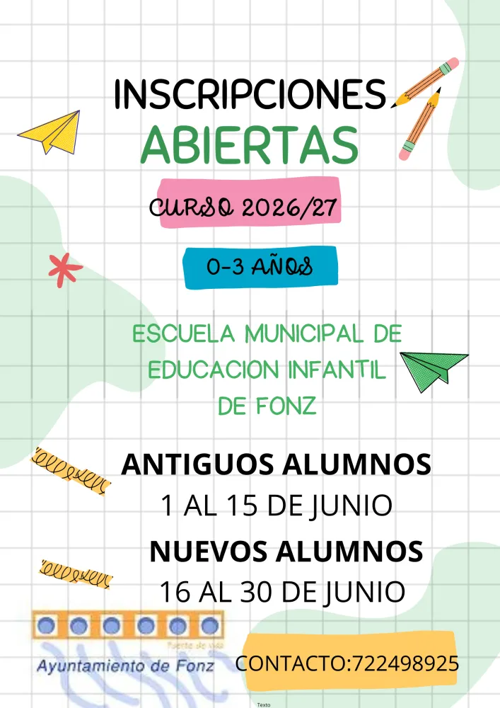 Fonz abre el plazo de matriculación para su Escuela Municipal de Educación Infantil
