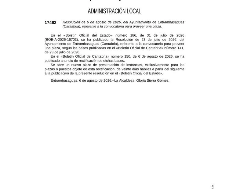Entrambasaguas abre plazo para una plaza de Arquitecto por concurso-oposición libre