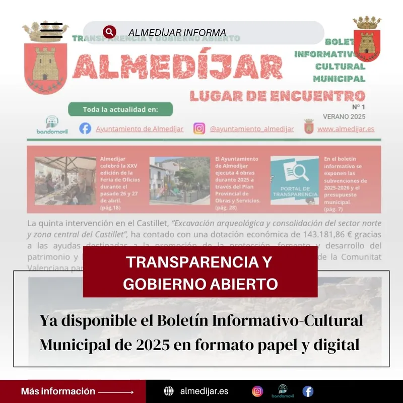 Almedíjar presenta su boletín informativo-cultural con la programación de la Semana Cultural 2025