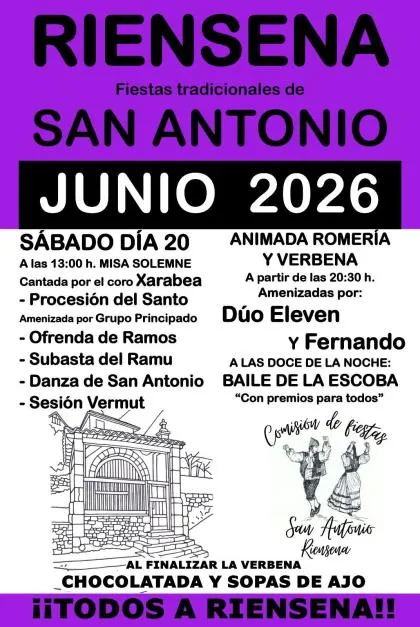 Riensena celebra la fiesta de San Antonio con misa, procesión y verbena