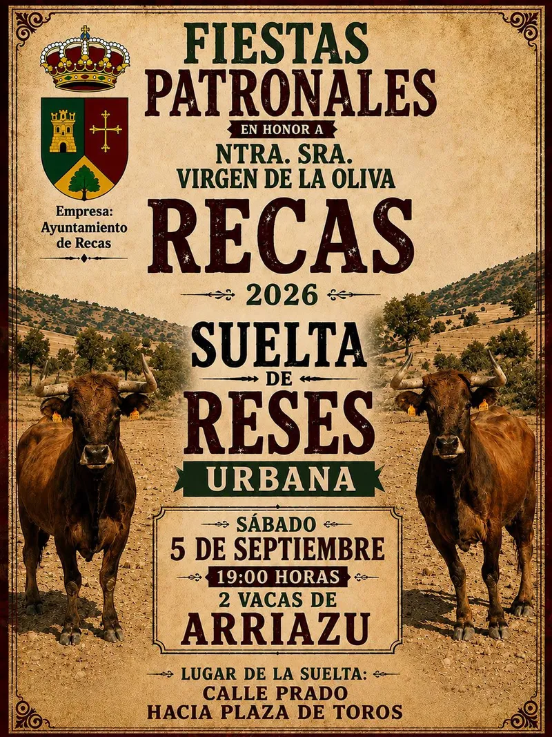 Recas anuncia sus festejos taurinos para las Fiestas Patronales de 2026