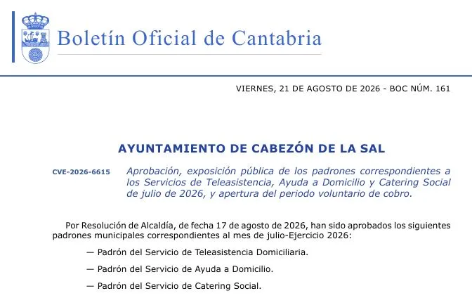 Cabezón de la Sal aprueba los padrones de agua, alcantarillado y basura del segundo trimestre