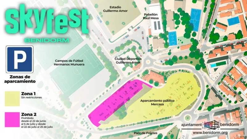 Benidorm garantiza el acceso al parking de residentes y al mercadillo durante el Skyfest