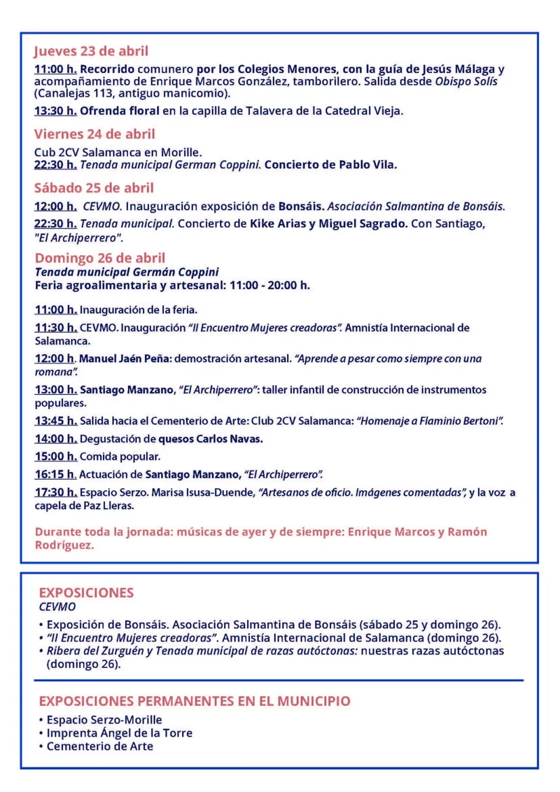 Morille desvela el programa de sus Fiestas de Comuneros 2026