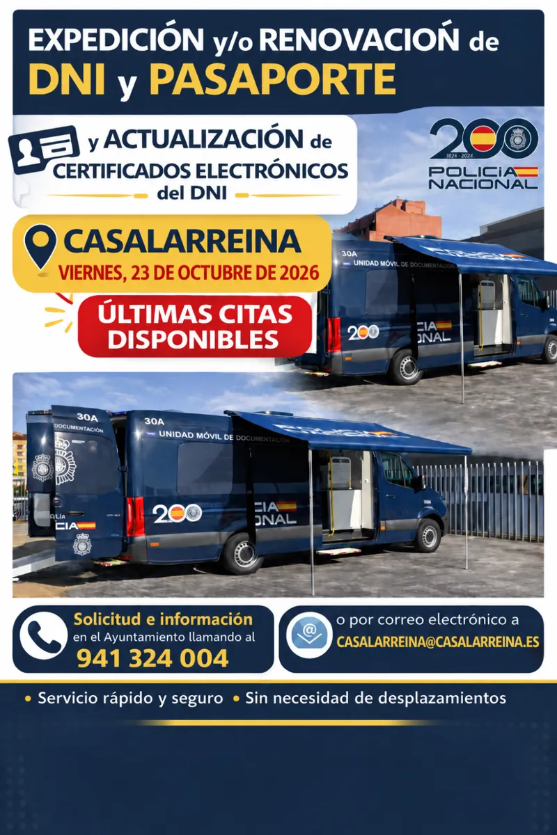 Casalarreina habilita la solicitud de cita previa para DNI y Pasaporte