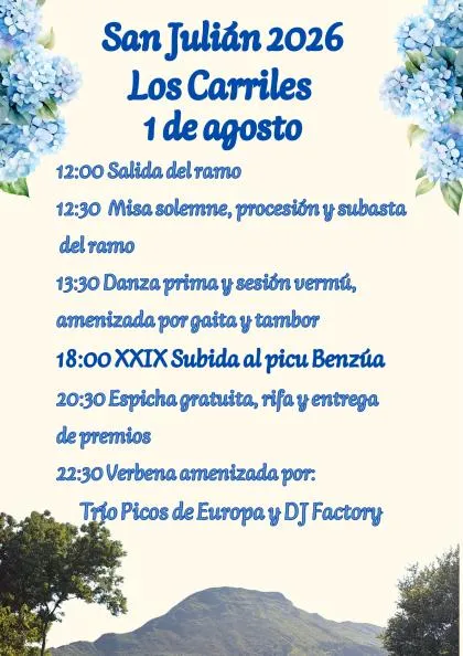 Los Carriles celebra San Julián con misa, procesión y la XXIX Subida al Picu Benzúa
